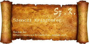 Szenczi Krisztofer névjegykártya